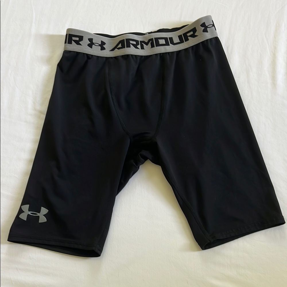 Under Armour Black and Gray Compression Shorts Moisture-Wicking Performance